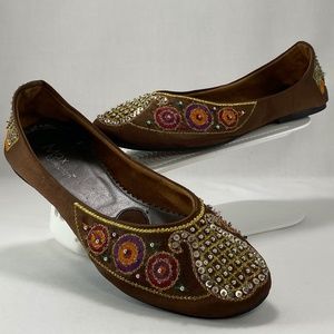 Max Collection Brown Embellished BoHo Flats 8